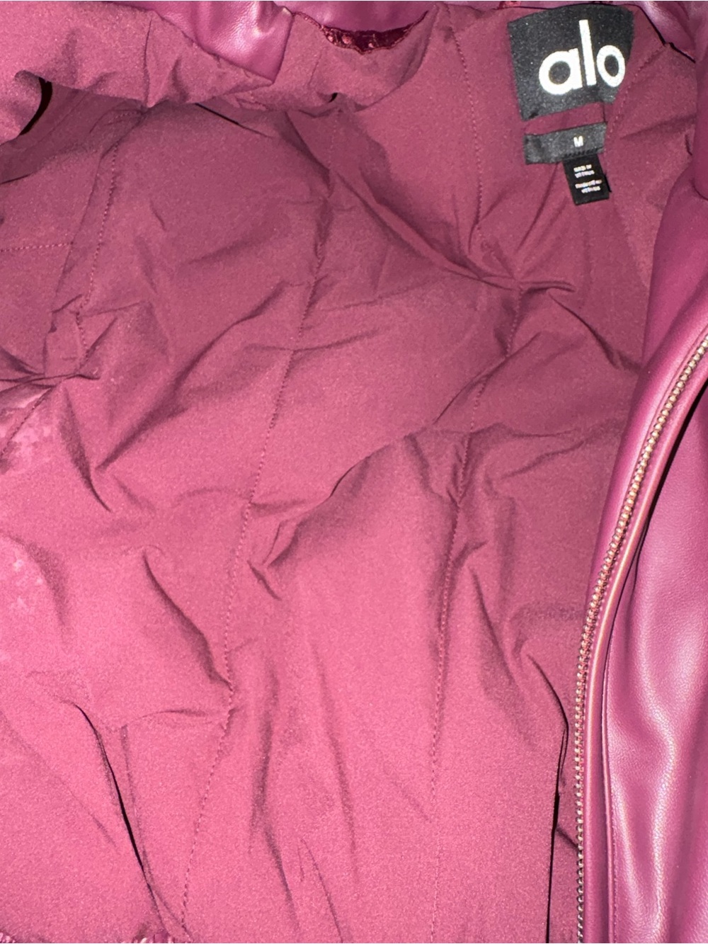 ALO Yoga Cropped Bomber Jacket in burgundy - Picture 4 of 4
